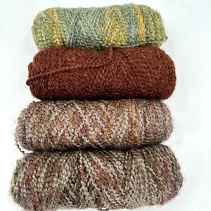 Lion Brand Homespun Mixed Lot Bulky Yarn Earthy Neutrals Green Brick Red 4 Skein